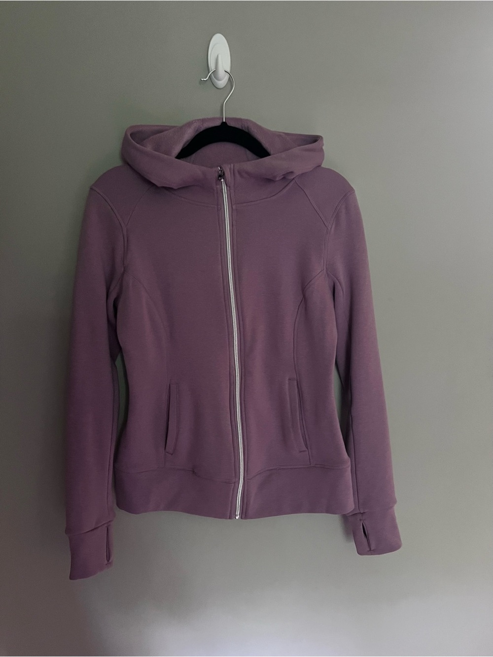 90 Degree By Reflex Mauve Hooded Zip-Up Sweatshirt